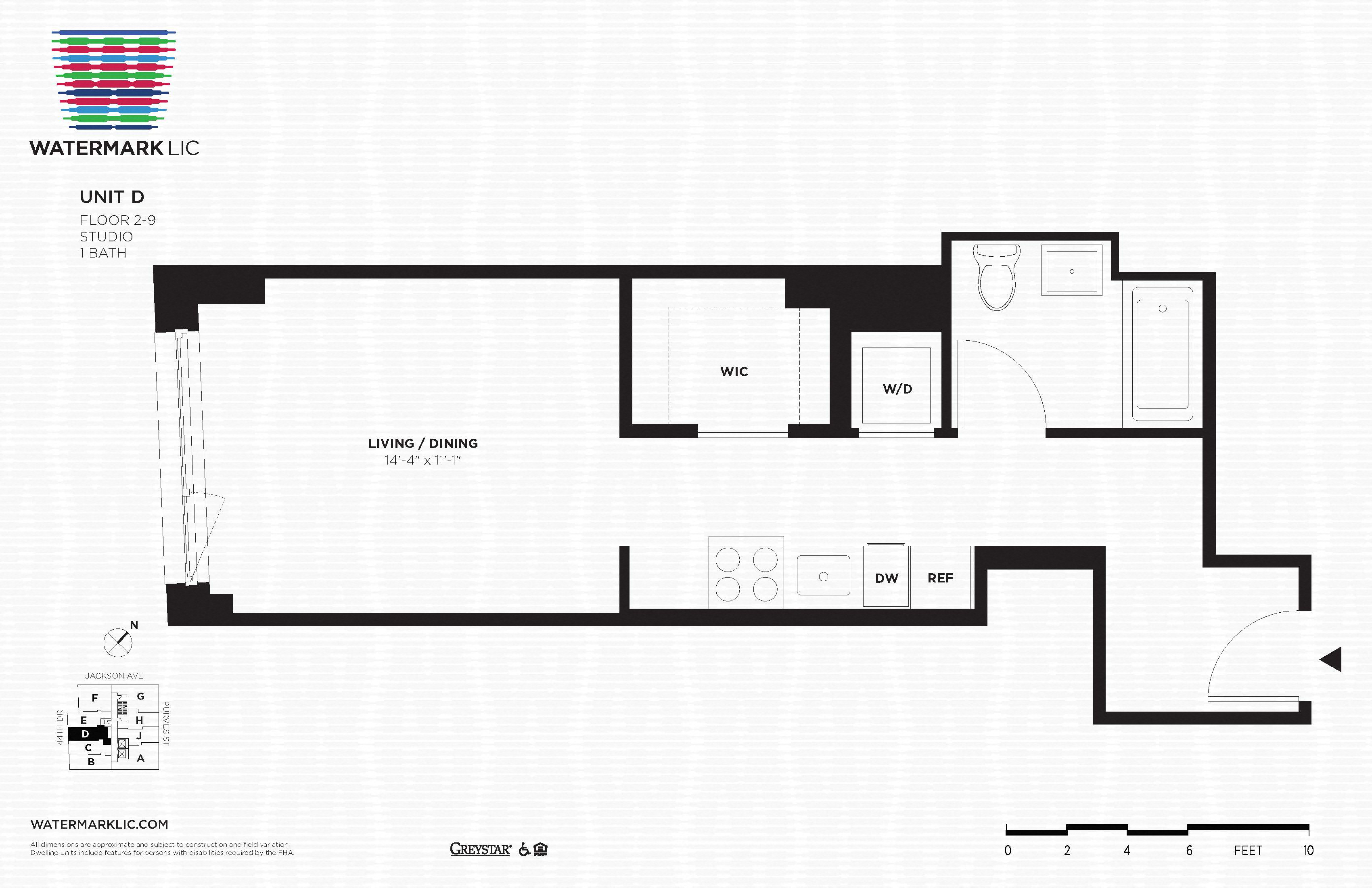 Floor plan for studio, 1 bath, 510 sqft
